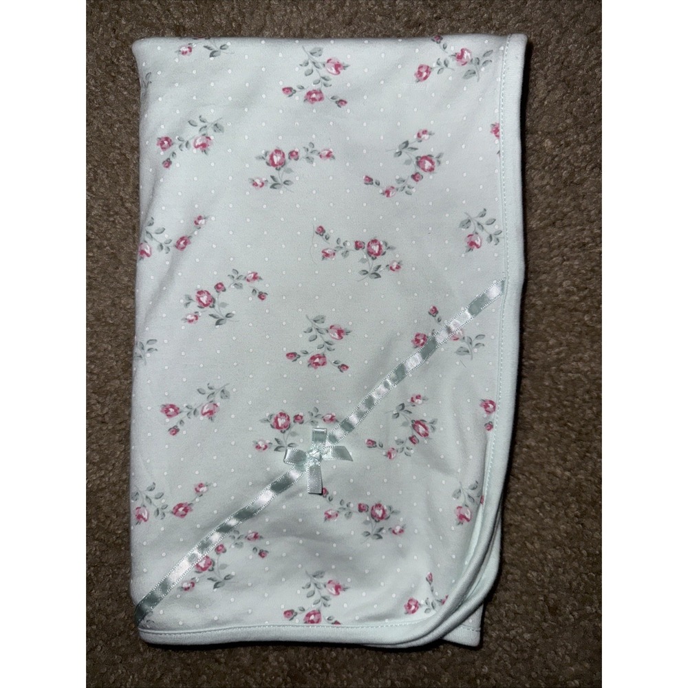 Baby Girl New Little Me Tag Along Blue & Pink Roses‎ Baby Blanket